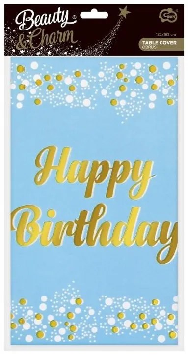 Kék Happy Birthday B&amp;C Light Blue fólia asztalterítő 137x183 cm
