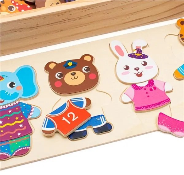 Állatos puzzle dobozban Montessori Baby Mix