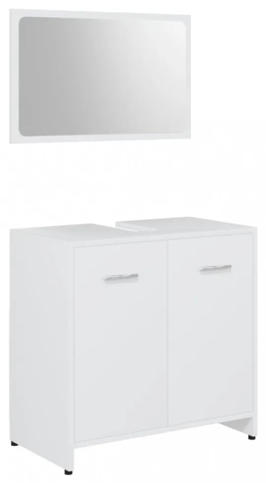 3 részes fehér szerelt fa fürdőszobai bútorszett