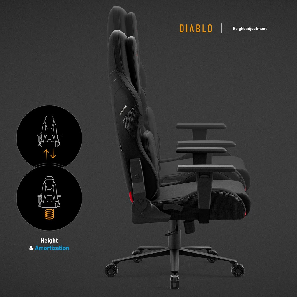 Gamer szék fekete Normal Size: Diablo X-One Prime Burned Black