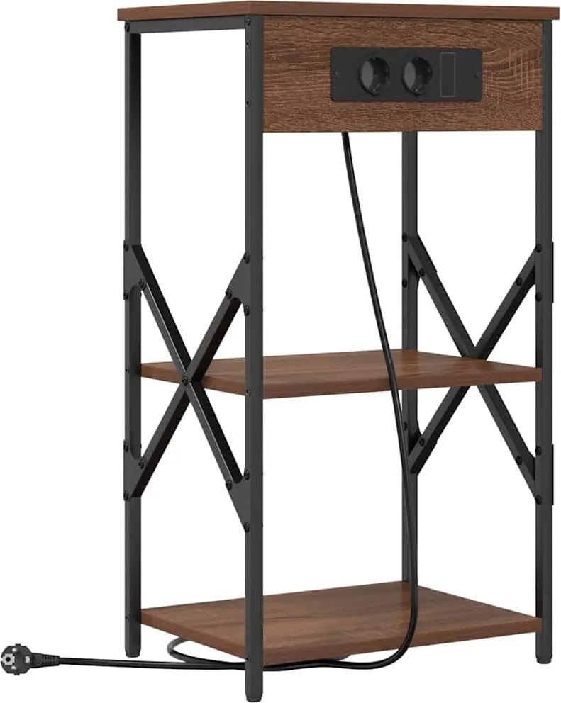 vidaXL Éjjeliszekrény polcokkal Barna Tölgy 41 x 31 x 76 cm Faanyag