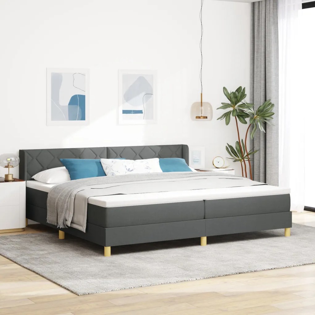 Boxspring ágy matraccal - Sötétszürke 200 x 200 cm - Textil