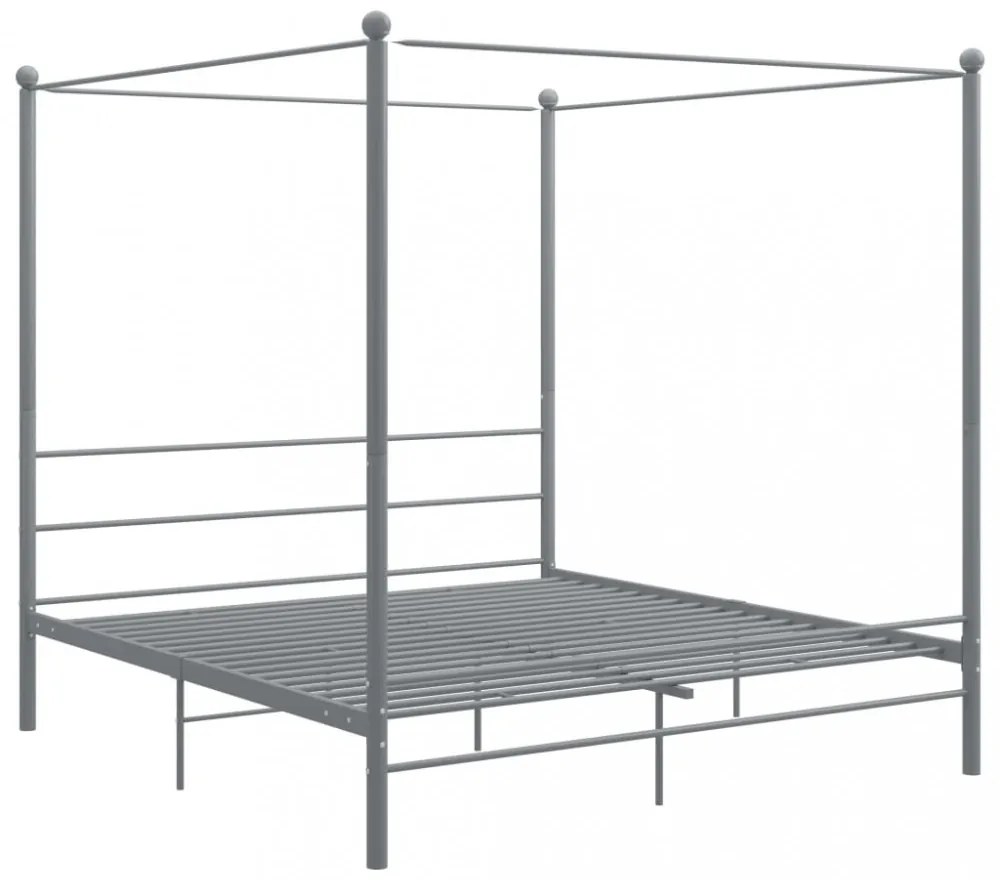 szürke fém baldachinos ágykeret 200 x 200 cm