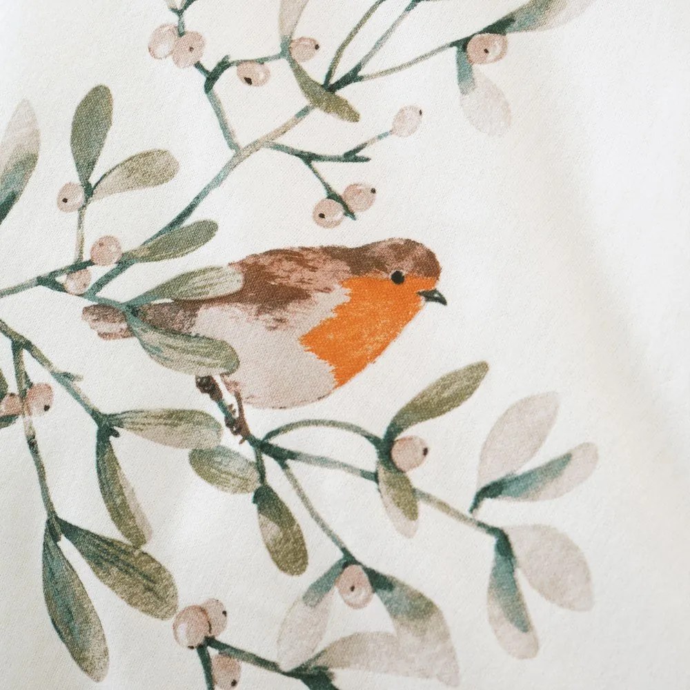 Krémszínű egyszemélyes flanel ágyneműhuzat 135x200 cm Mistletoe Robins – Catherine Lansfield