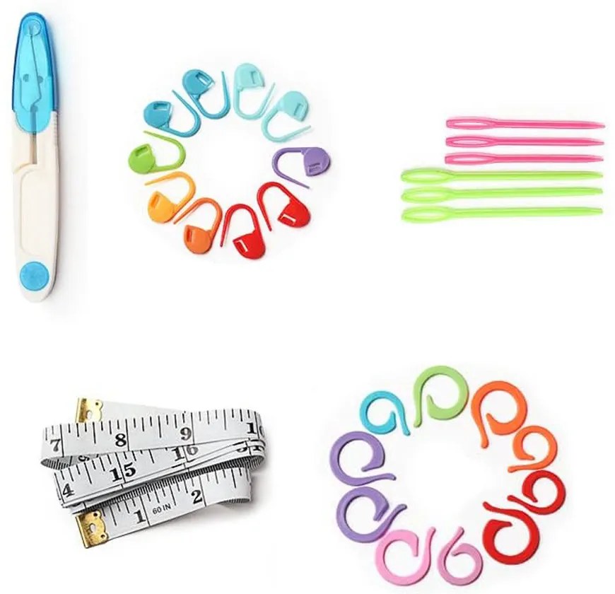 Horgoló készlet színes fonalakkal, kiegészítőkkel ajándék válltáskában