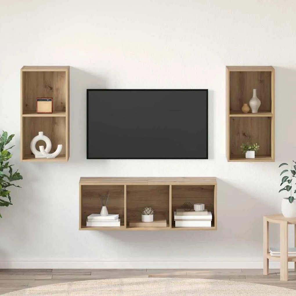 TV szekrény garnitúra kézműves tölgy 37 x 37 x 107 cm Faanyag