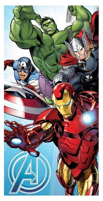 Pamut gyerek fürdőlepedő 70x140 cm Avengers "Light Blue" – Jerry Fabrics