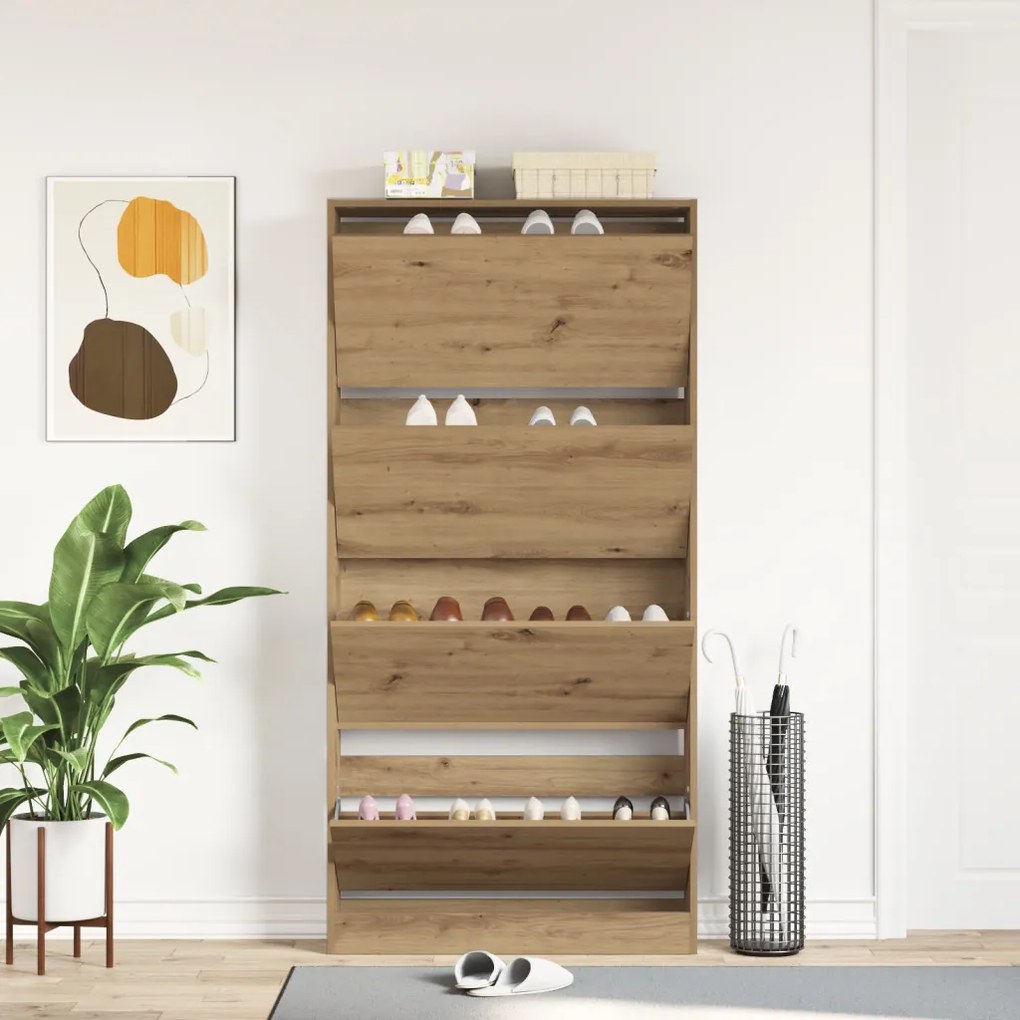 Cipőszekrény Kézműves tölgy Szerelt fa 80 x 21 x 163.5 cm Tartós