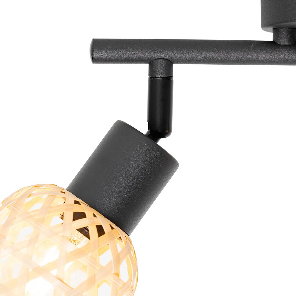 Keleti spotlámpa fekete bambusszal 2-lámpás - Rayan