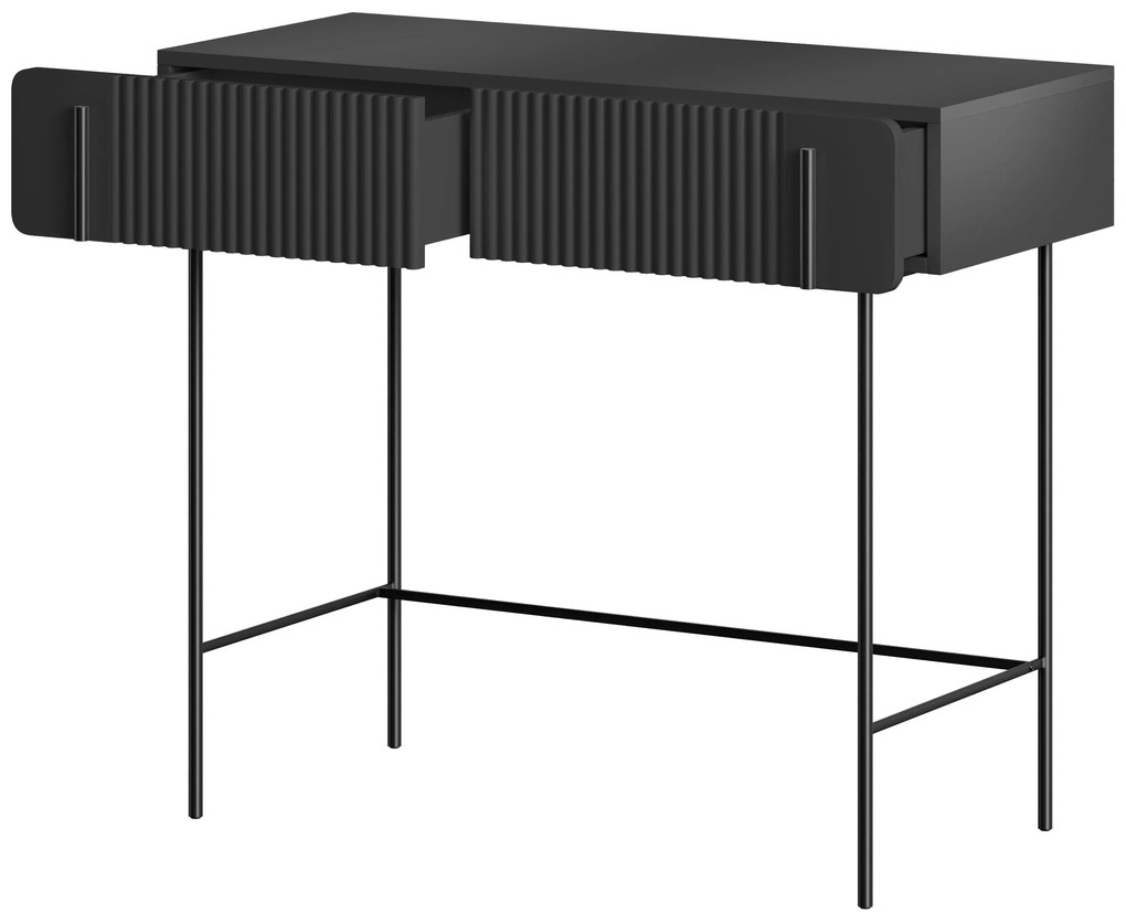 Malmi fésülködőasztal fiókokkal 100 cm - fekete matt / fekete lábak