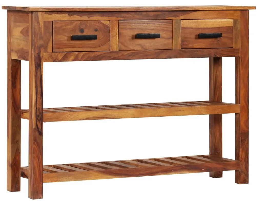 3 fiókos tömör fa tálalóasztal 110 x 30 x 80 cm