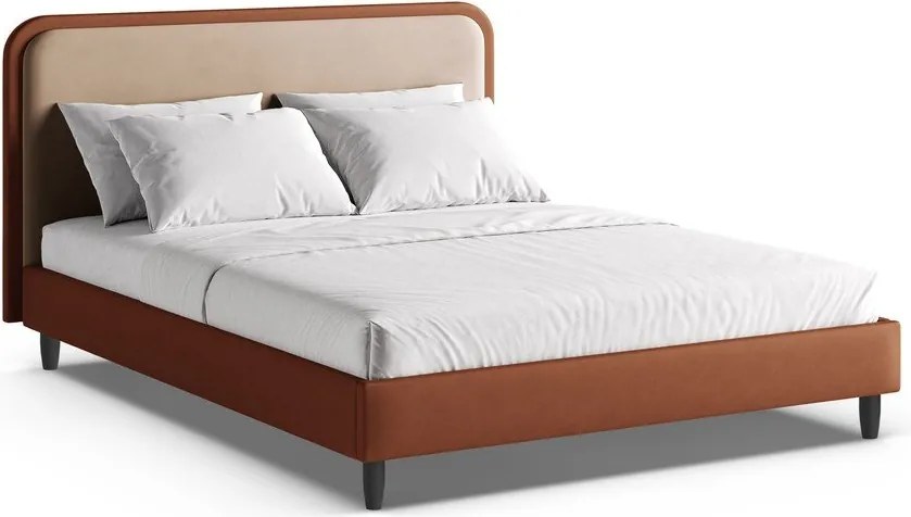 Téglavörös kárpitozott franciaágy ágyráccsal 180x200 cm Aveline – Micadoni