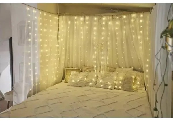 LED kültéri fényfüzér, 240 LED/8 funkció, 6,7 m, IP44, meleg fehér