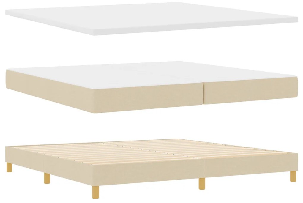 vidaXL Boxspring Ágy Matrac Krem 200x200 cm Szövet