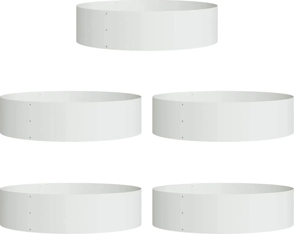 vidaXL Ültető gyűrű 5 pcs Fehér 80 x 80 x 20 cm Hidegen hengerelt acél