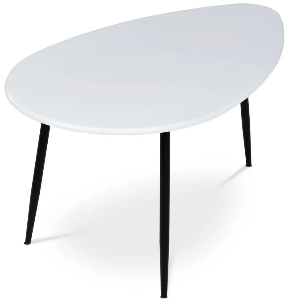 Masă de cafea modernă în alb mat cu picioare din metal negru. AF-3012