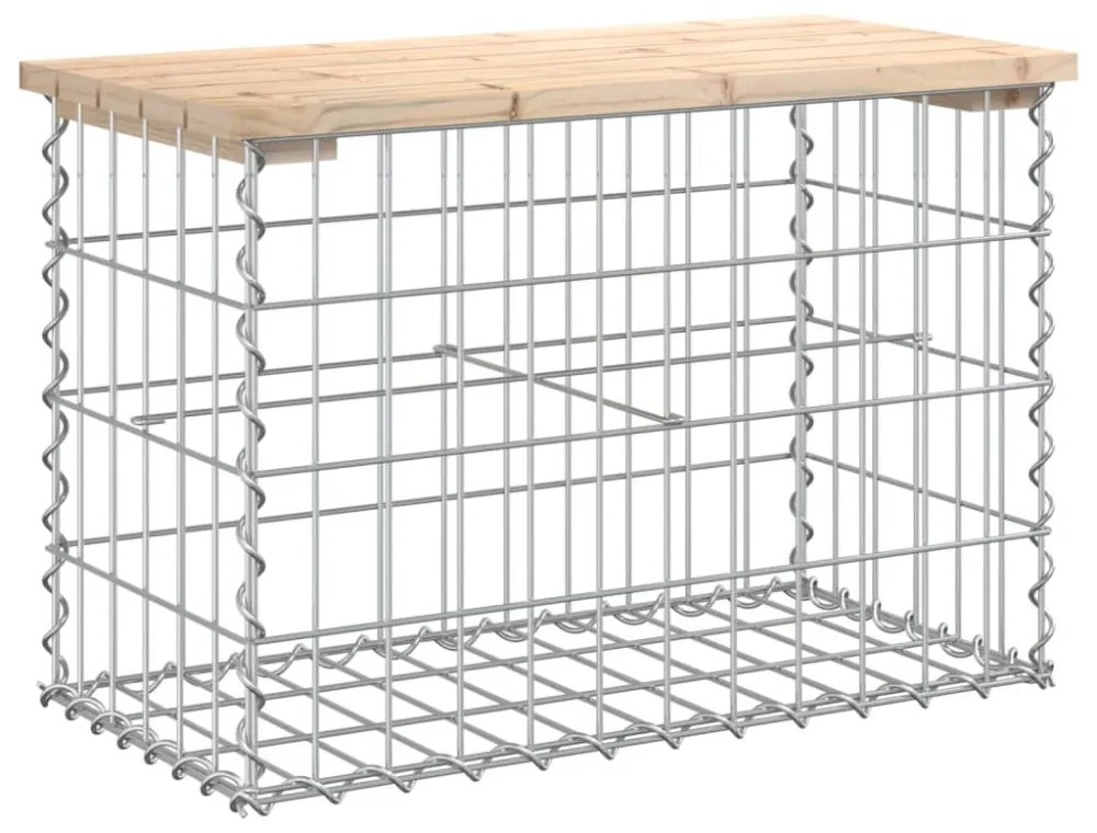 tömör fenyőfa gabion kerti pad 63x31,5x42 cm