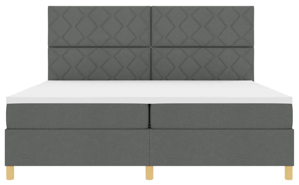 Box Spring Ágy Matrac Sötétszürke 200x200 cm Szövet