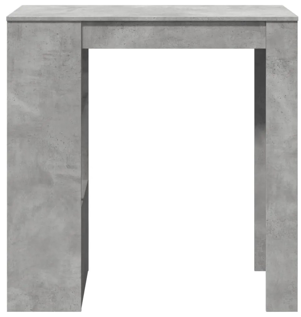 betonszürke szerelt fa tárolórekeszes bárasztal 102x50x103,5 cm