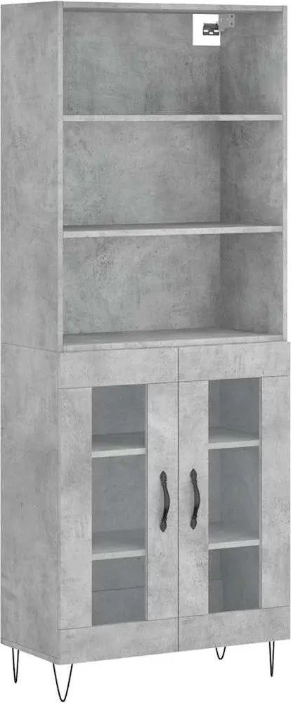 vidaXL betonszürke szerelt fa magasszekrény 69,5 x 34 x 180 cm