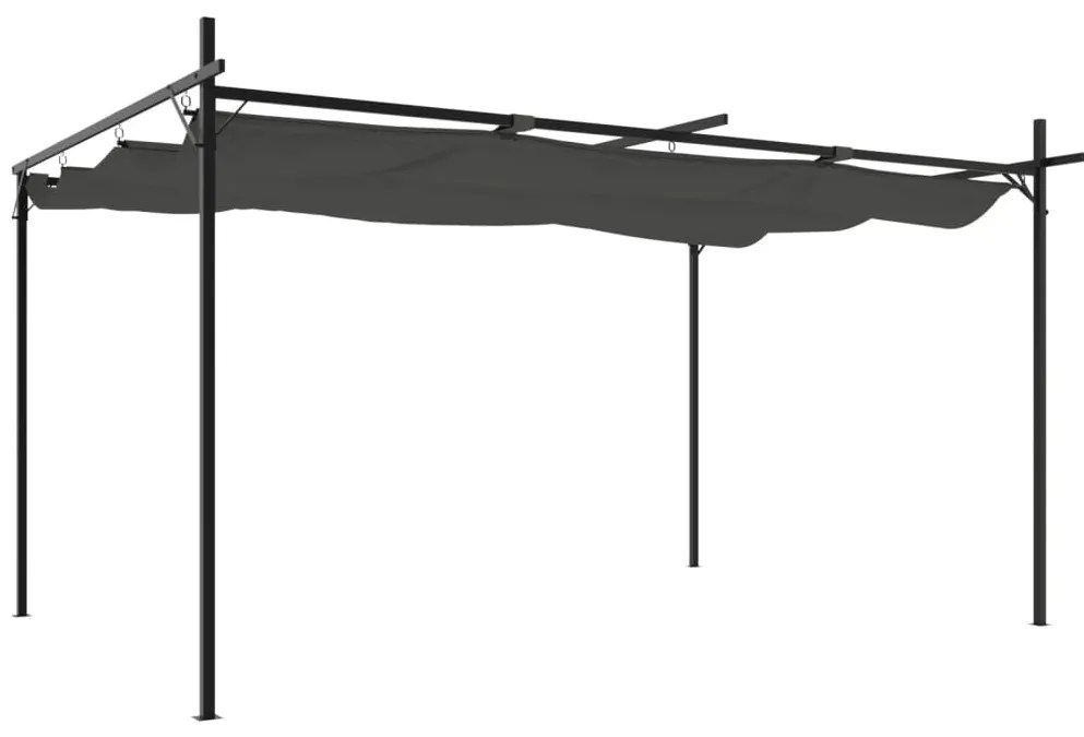 antracitszürke pergola behúzható tetővel 395 x 292 x 230 cm