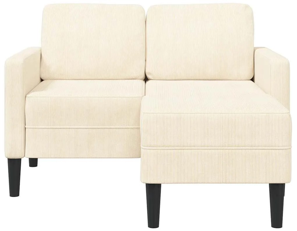 krémszínű vászon 2 üléses kanapé L-alakú kanapéval 125 cm
