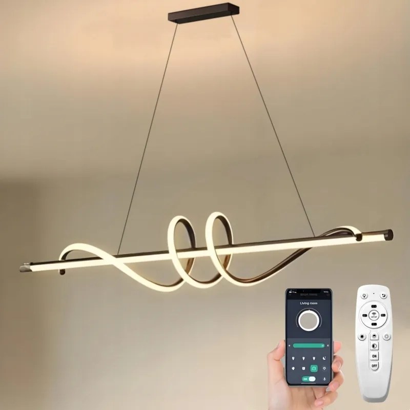 Asztali Függőlámpa Fonott Fekete Modern 90CM 36W Távirányítóval App