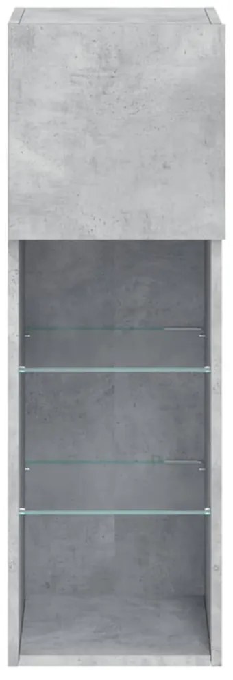 betonszürke TV-szekrény LED-lámpákkal 30,5x30x90 cm