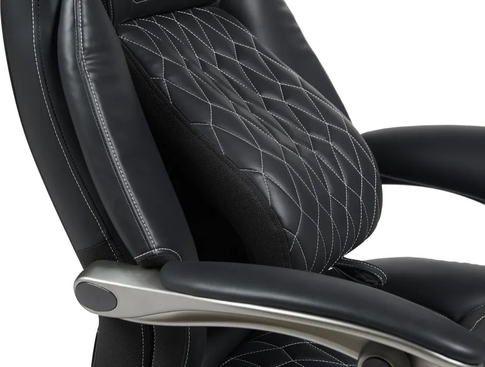 Irodai szék, fekete ekobőr/króm, teherbírás 150 kg, URIEN