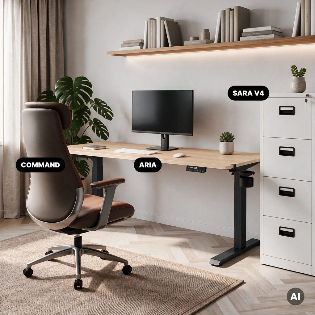 Elektromos íróasztal magasságállítással ergonomikus antracit/sonoma tölgy,1600x800 mm: ARIA