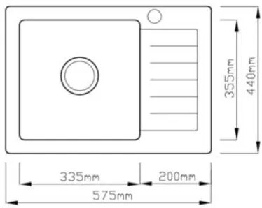 Laneo V575-44C Gránit Mosogató + Csap + Dugóemelő (fekete)