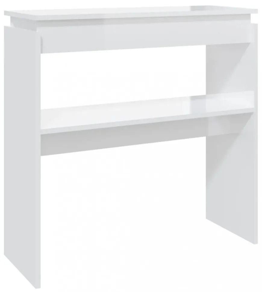 magasfényű fehér forgácslap tálalóasztal 80 x 30 x 80 cm