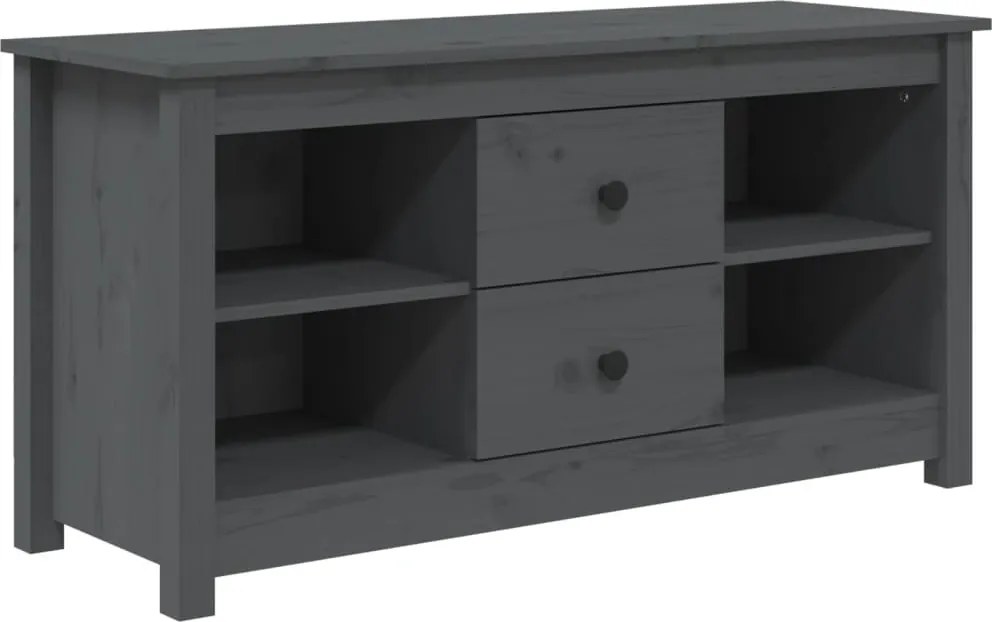 vidaXL szürke tömör fenyőfa TV-szekrény 103 x 36,5 x 52 cm