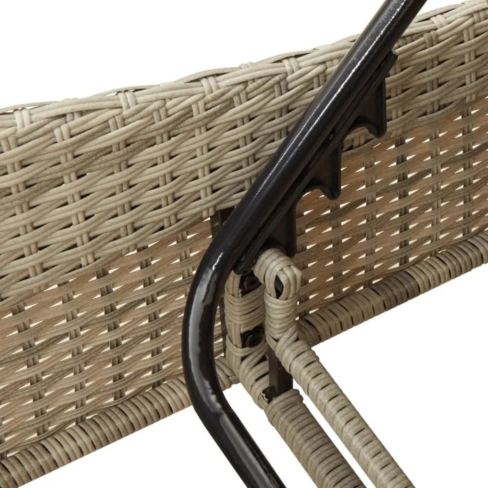 világosszürke polyrattan napozóágy párnákkal 114x205x73 cm