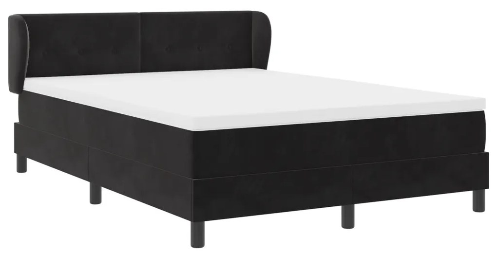 Box Spring Ágy Mattal Fekete 140x200 cm Bársonyos
