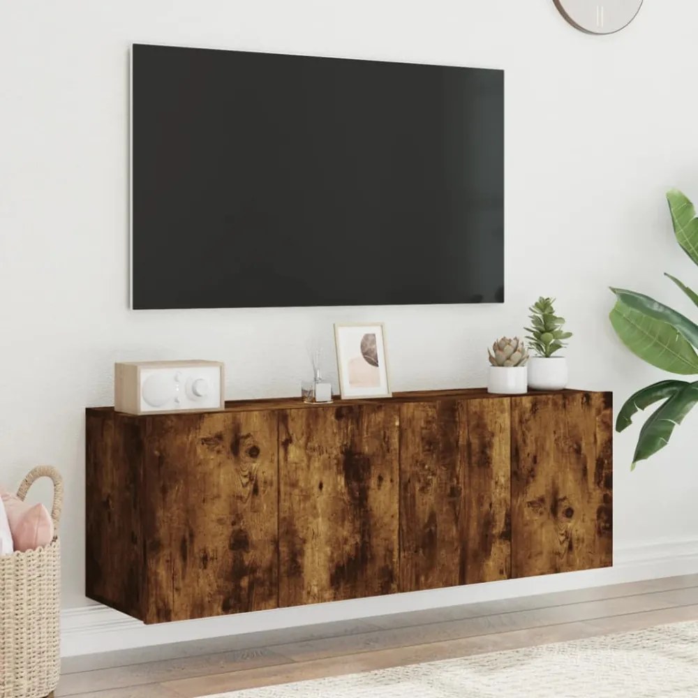 2 db füstös tölgy színű fali TV-szekrény 60 x 30 x 41 cm