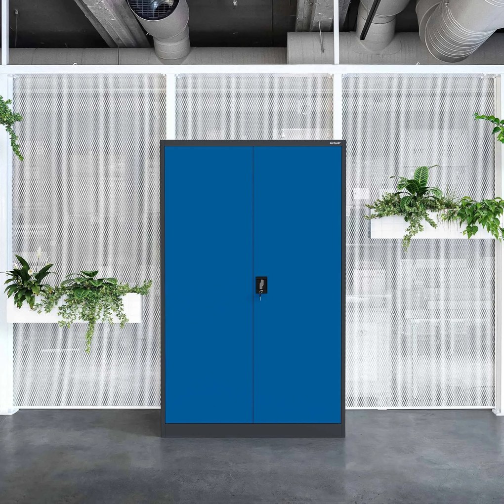 Fém iratszekrény JAN II, 1150 x 185 x 400 mm, antracit-kék