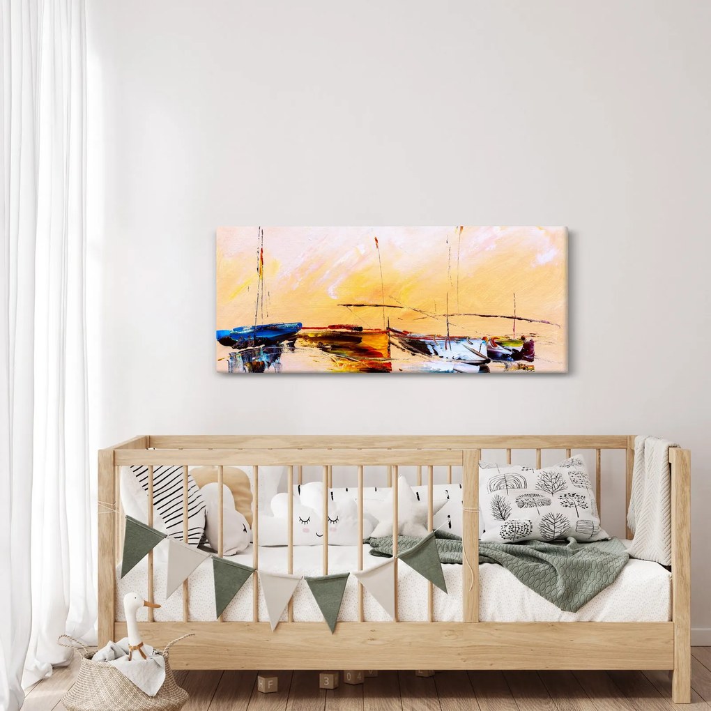 Kép - Csónak, festmény (120x50 cm)