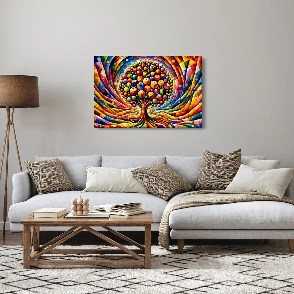 Kép – Színes fa almákkal (90x60 cm)
