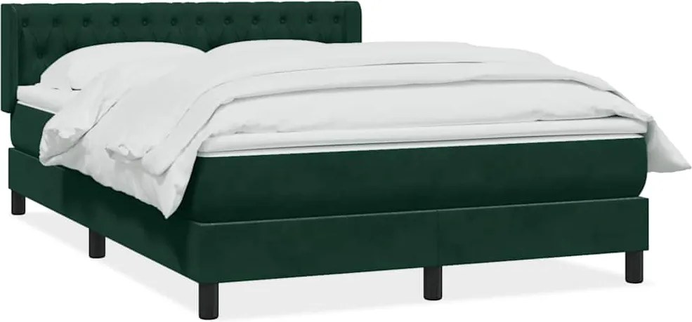 vidaXL sötétzöld bársony rugós ágy matraccal 160x210 cm