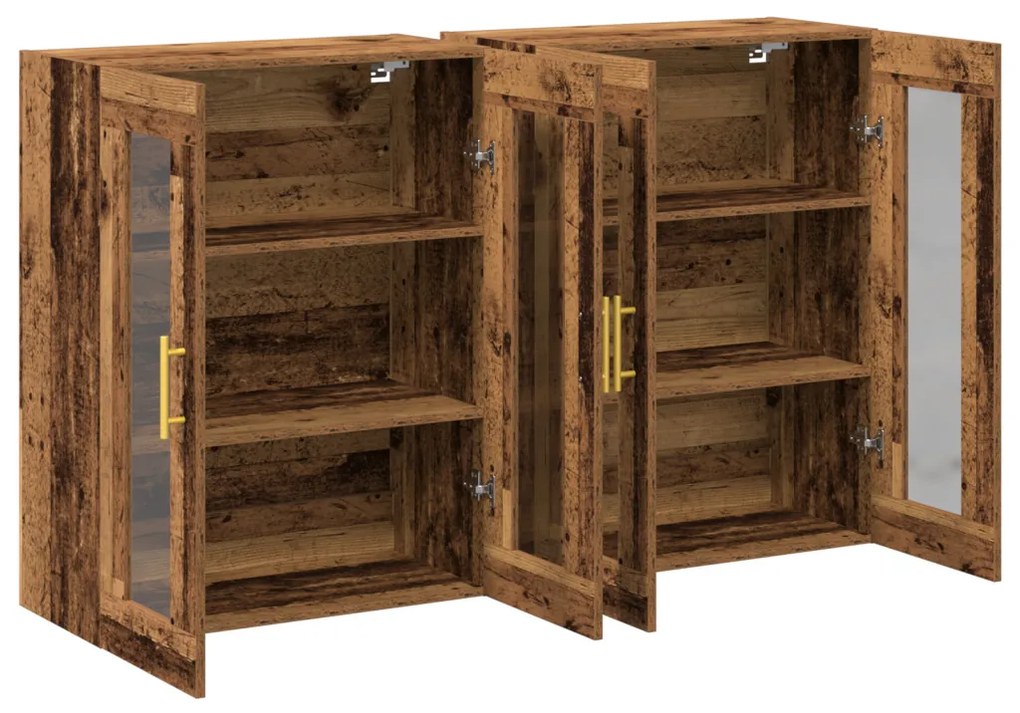 Fali Szekrények 2 pcs Öreg fa 69,5 x 34 x 90 cm Faanyag