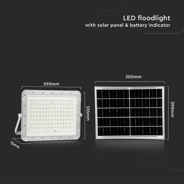 LED kültéri napelemes reflektor LED/20W/3,2V 6400K fehér + DO