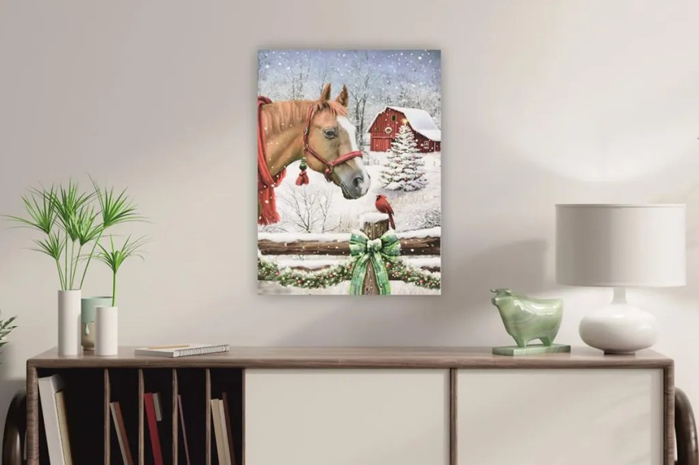 Falfestmény Ló és veréb LED 30 x 40 cm