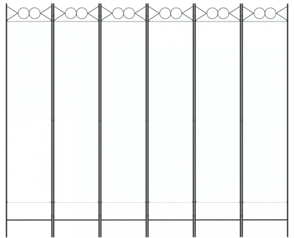 6-paneles fehér szövet térelválasztó 240 x 200 cm