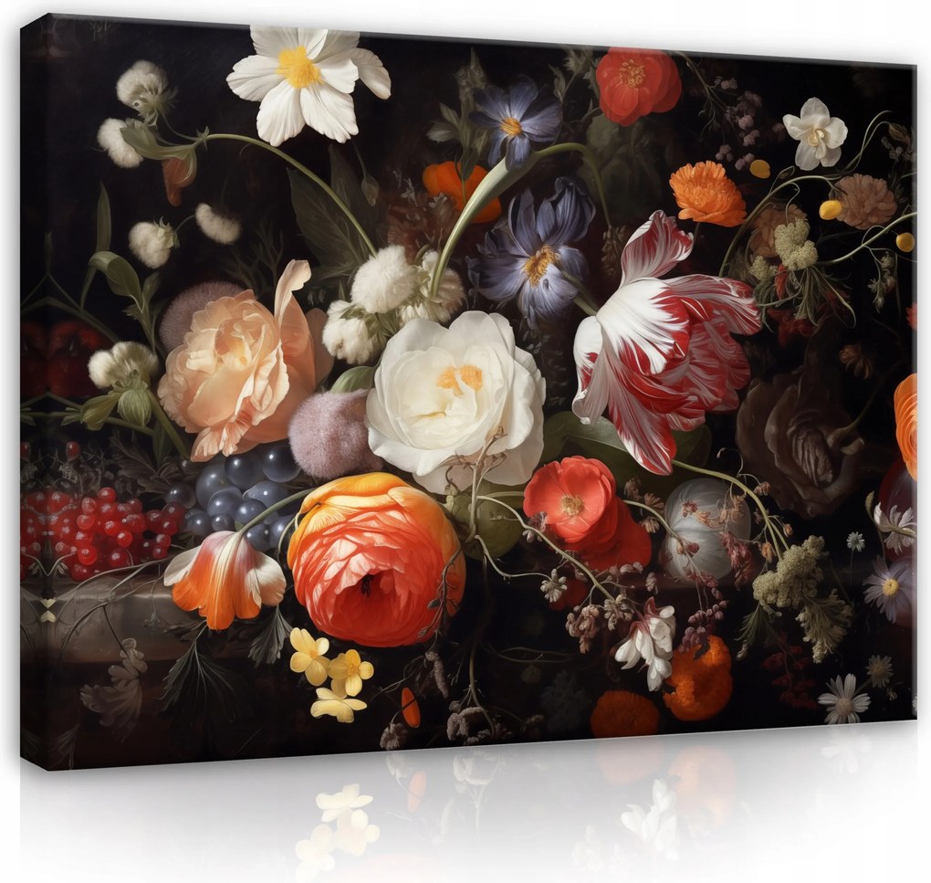 Vászonkép Virágok Bazsarózsa Fekete Háttér Vászon Fal Hálószoba Nappali 120x80