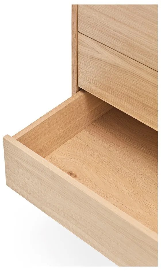 Yoko krémfehér fiókos komód tölgyfa dekorral - Teulat