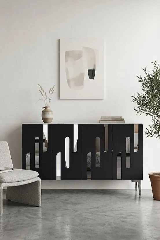 Ece komód, antracit-ezüst, 120 cm