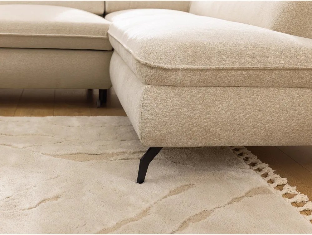 Bézs zsenília sarokkanapé (jobb oldali-L alakú) Marbeya – Ropez