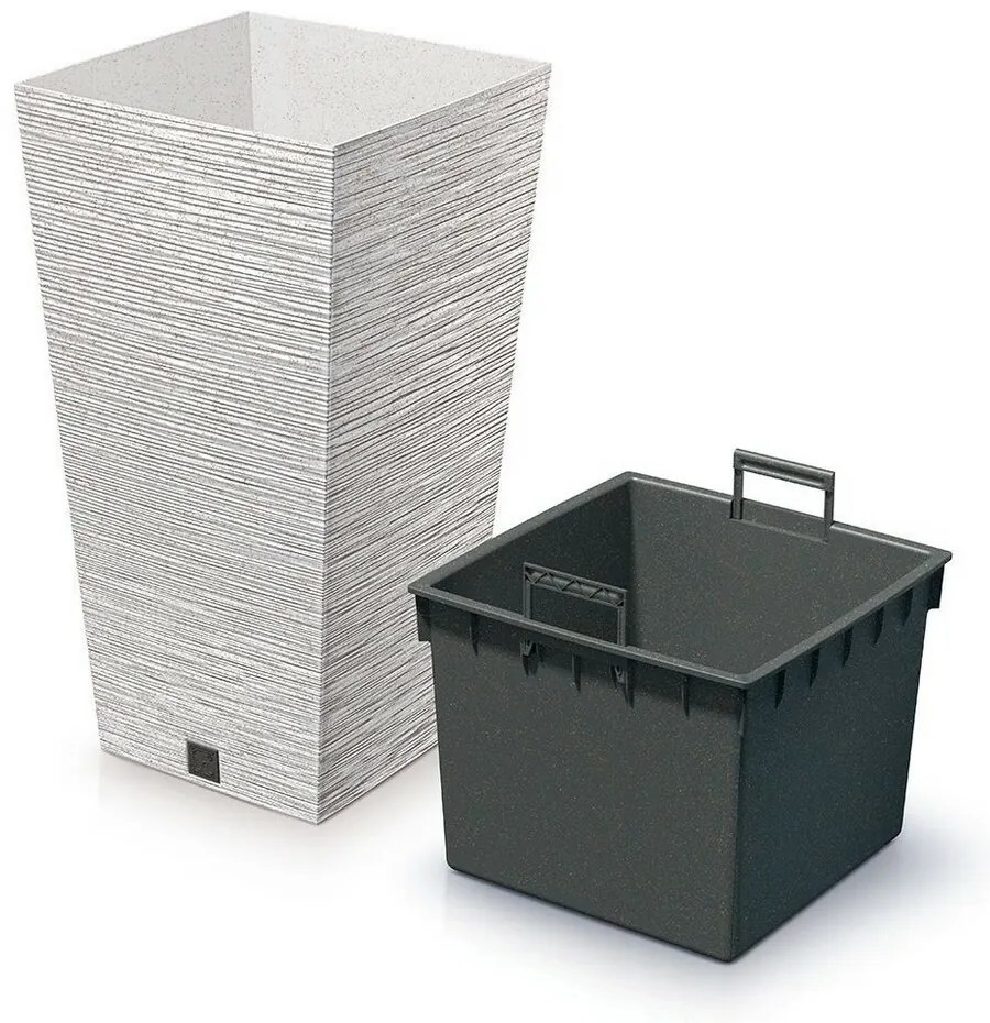 FURU SQUARE ECO WOOD virágtartó 39, 5 cm betéttel, fehér , L