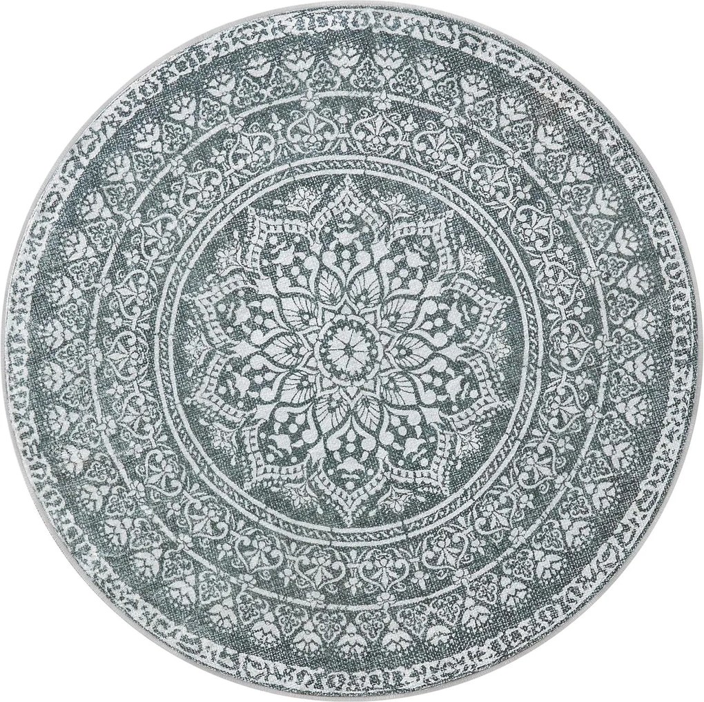 Kerek Szőnyeg, Kültéri Szőnyeg, Boho, 160 cm átmérő, Mosható, Antracitszürke